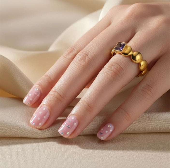 Adjustable Mini Amethyst Stone Ring