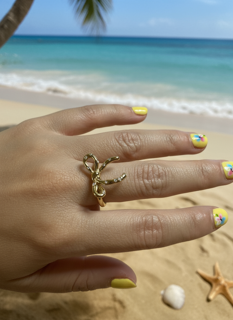 Gold Adjustable Bow Ring