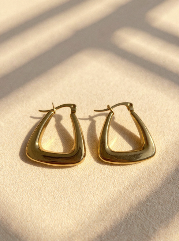 Gold Square Earring Hoops