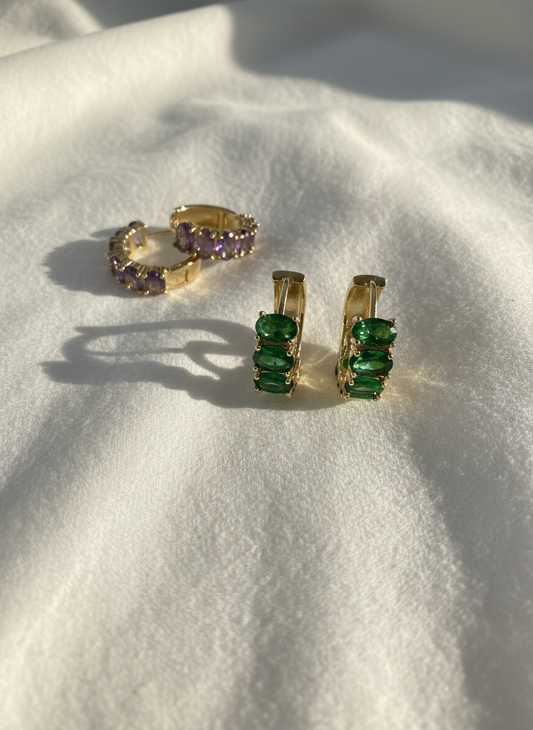 Gold Gemstone Huggies