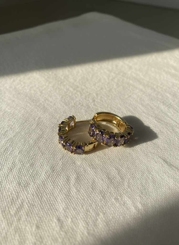 Gold Gemstone Huggies