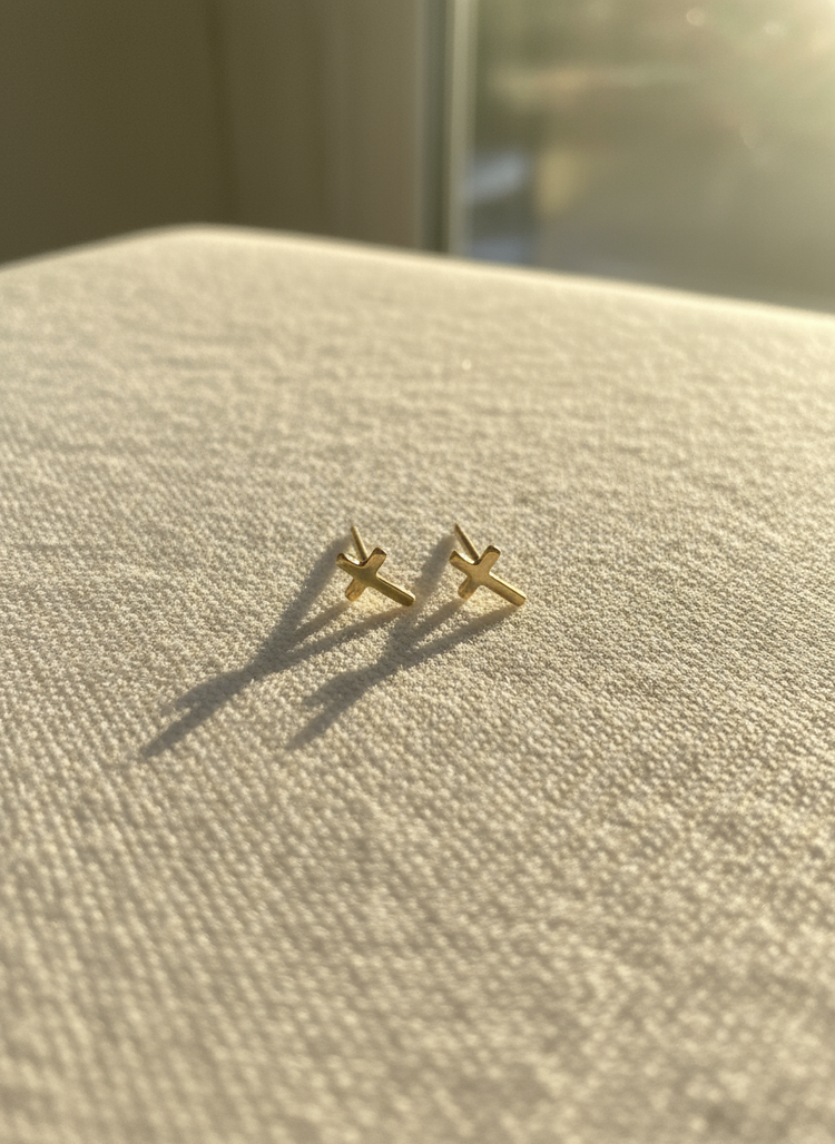 Mini Gold Filled Cross Stud Earrings