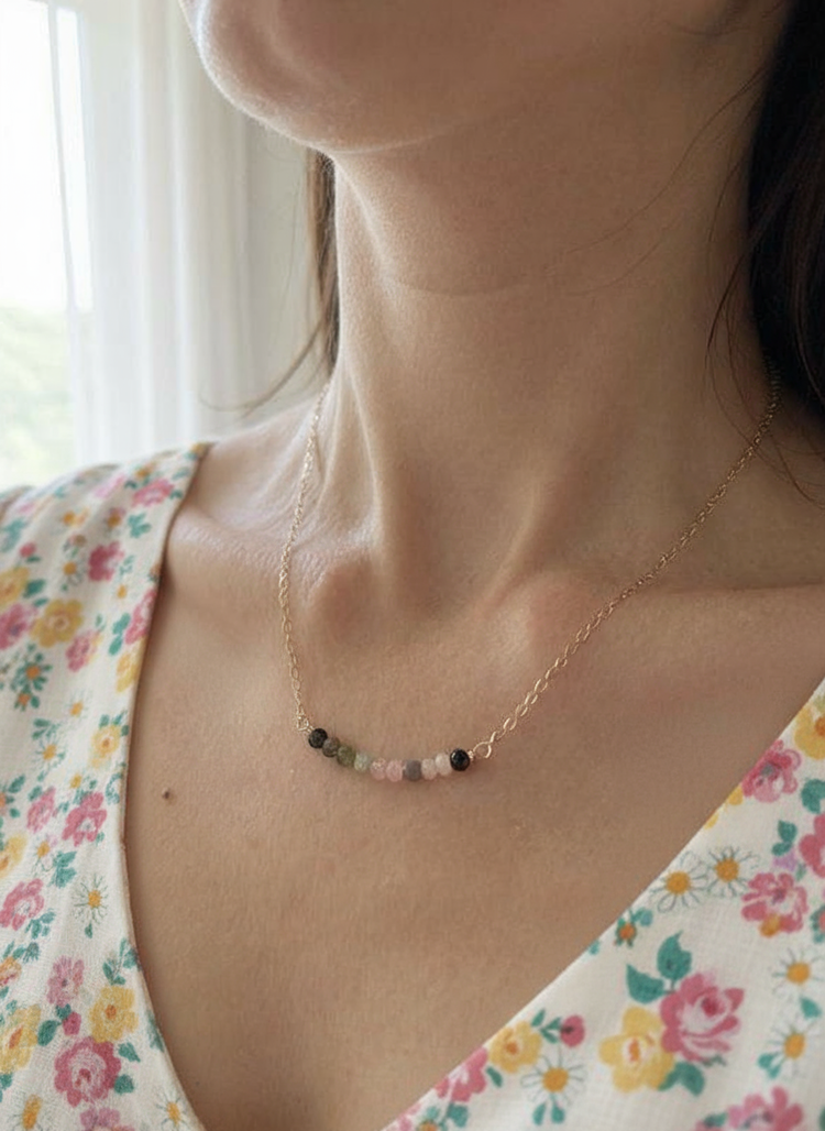 14k Gold Filled Necklace with Pink Tourmaline