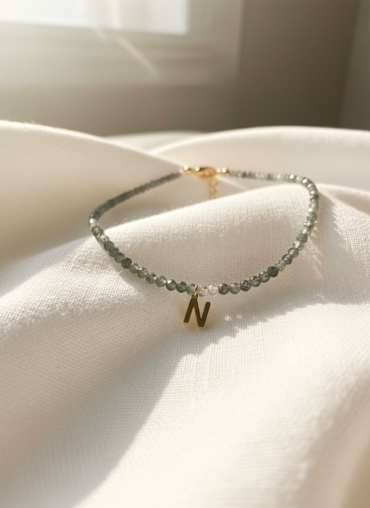 Handmade Labradorite Initial Necklace