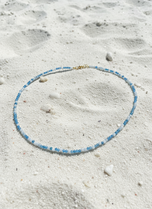 Handmade Blue and White Quartz Initial Necklace