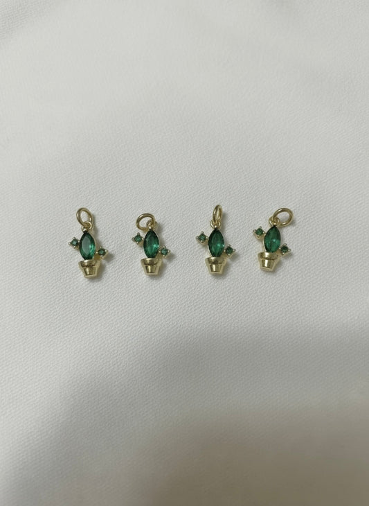 Mini Gold & Green Cactus Charm