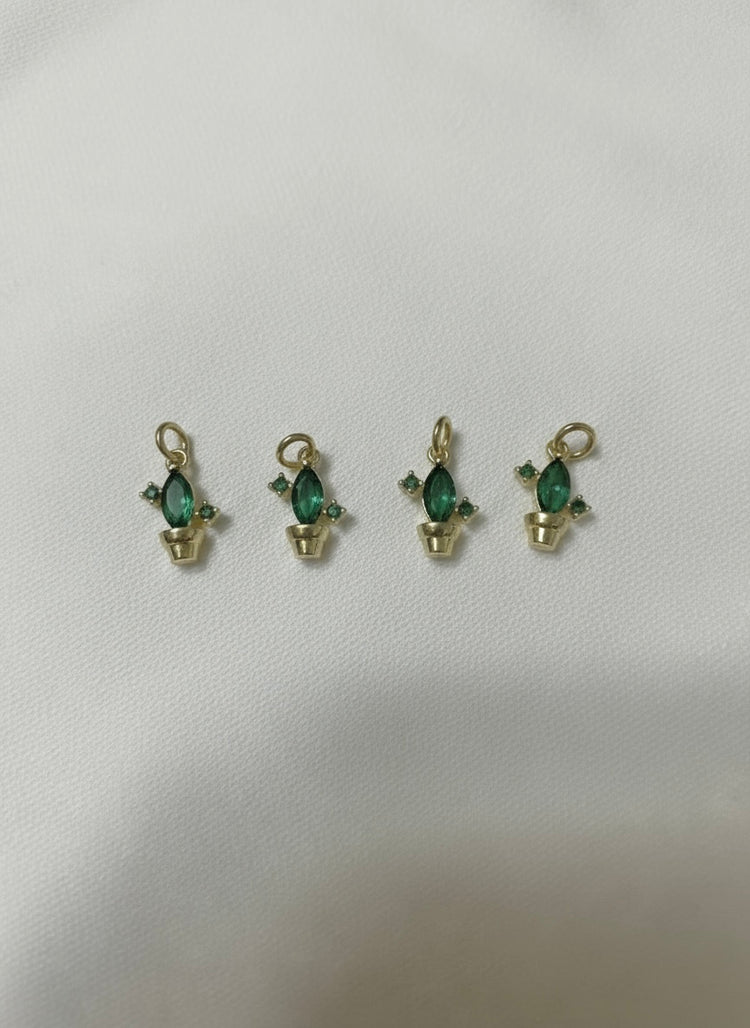 Mini Gold & Green Cactus Charm