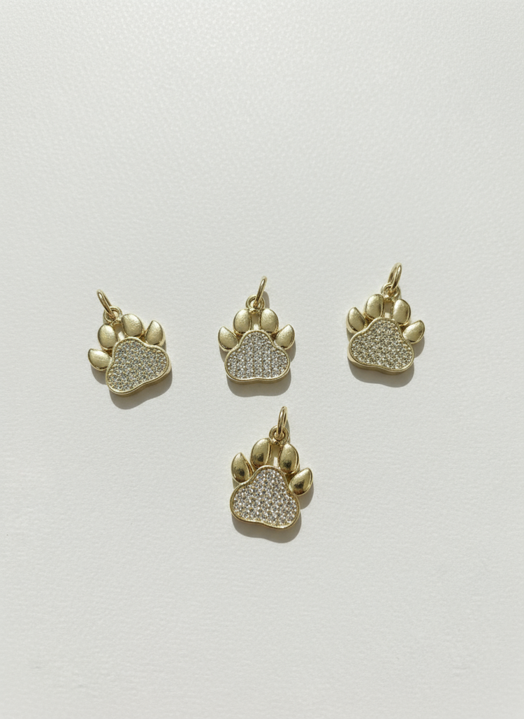 Gold Zirconia Dog Paw Charm