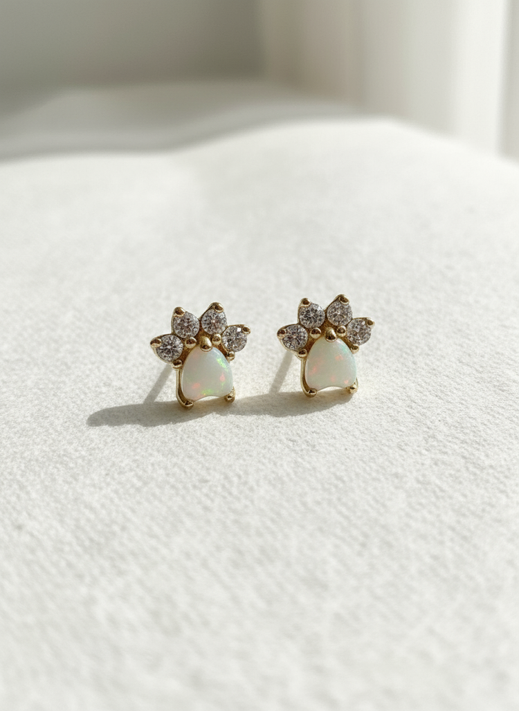 Opal Paw Earring Studs