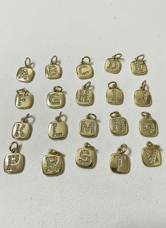 Mini Square Initial Charm