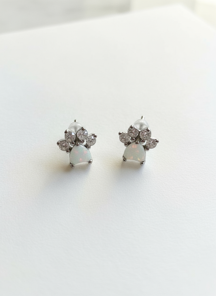 Opal Paw Earring Studs