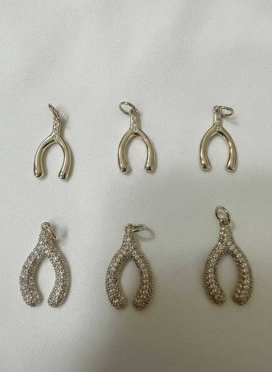 Gold Wishbone Charms