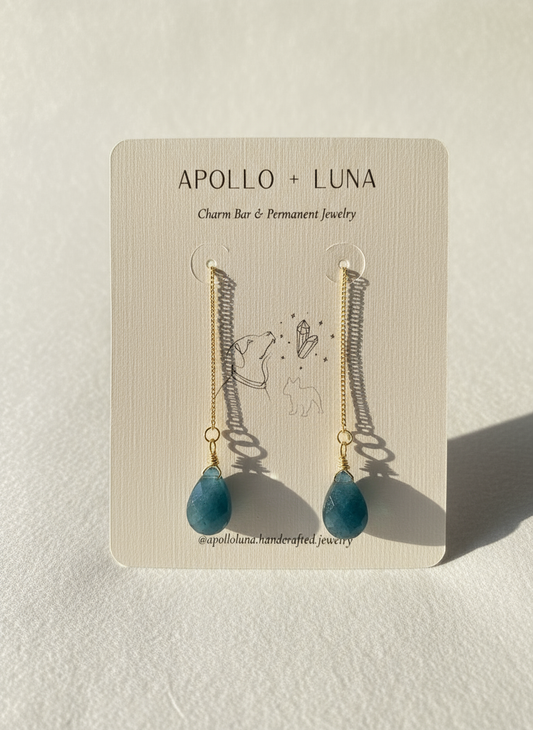 Earring Threads with Apatite Teardrop