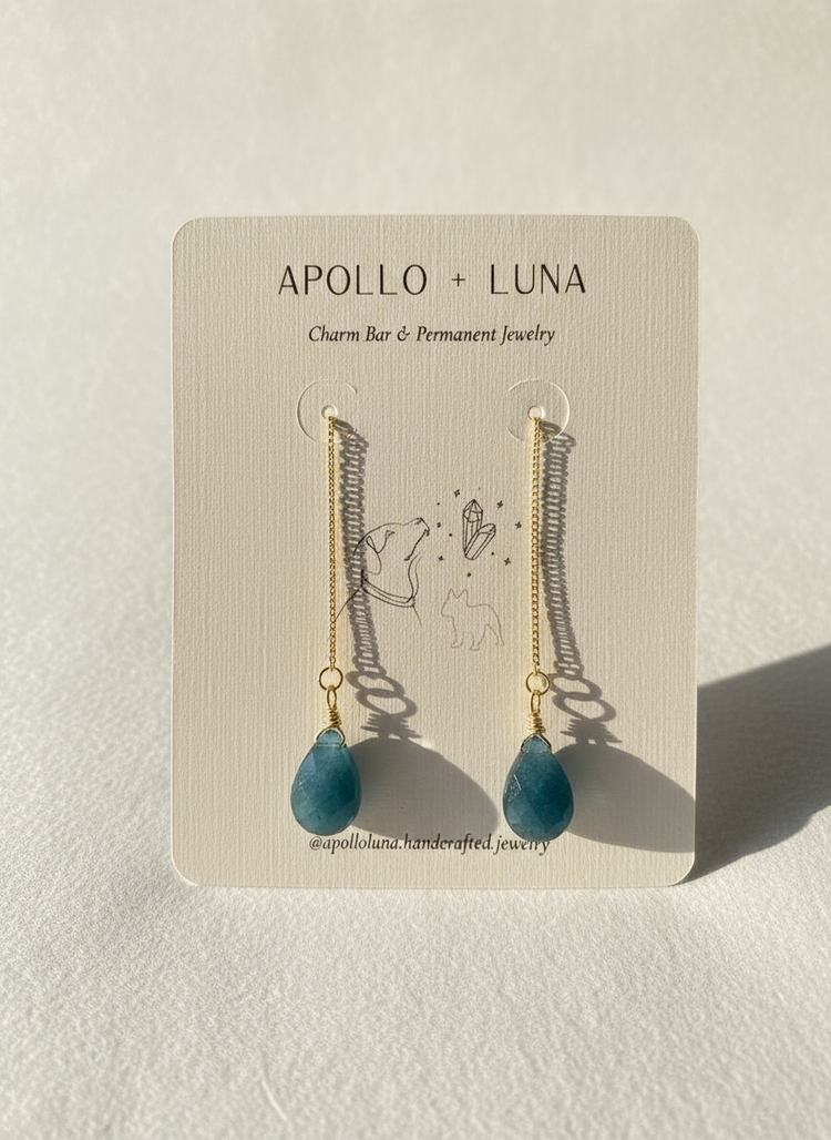 Earring Threads with Apatite Teardrop