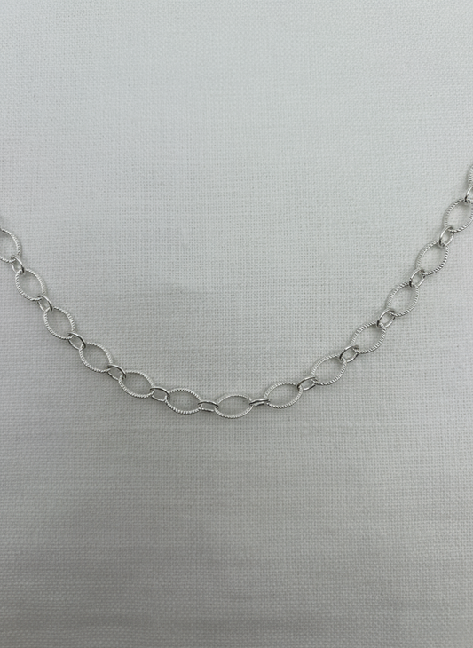 Silver Textured Cable Chain