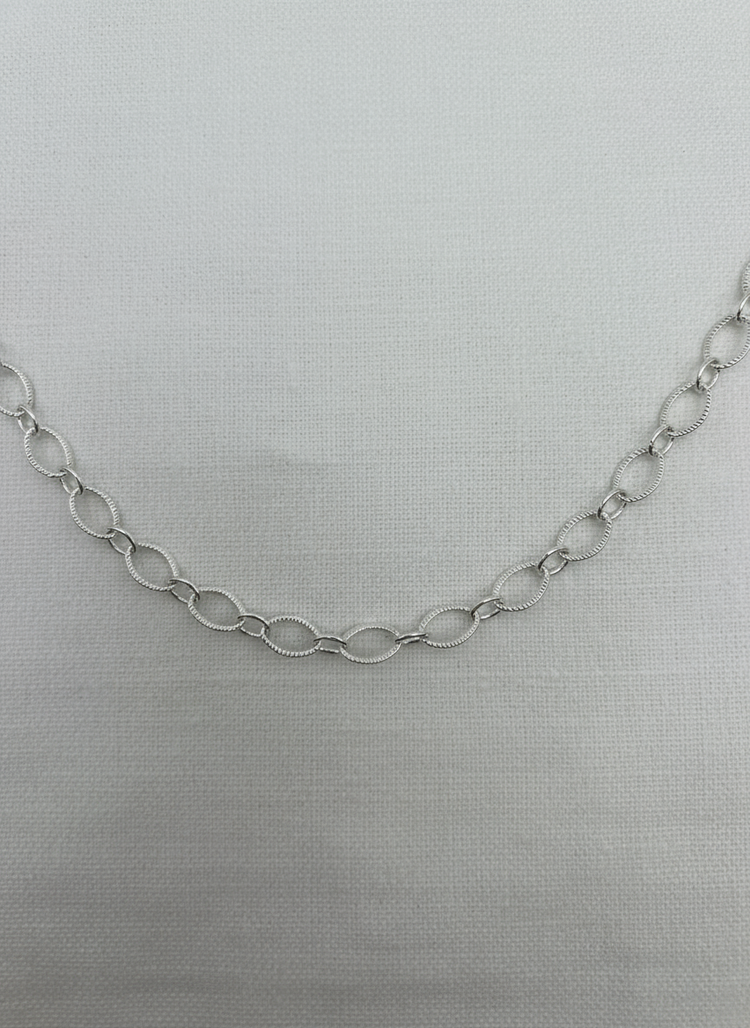 Silver Textured Cable Chain