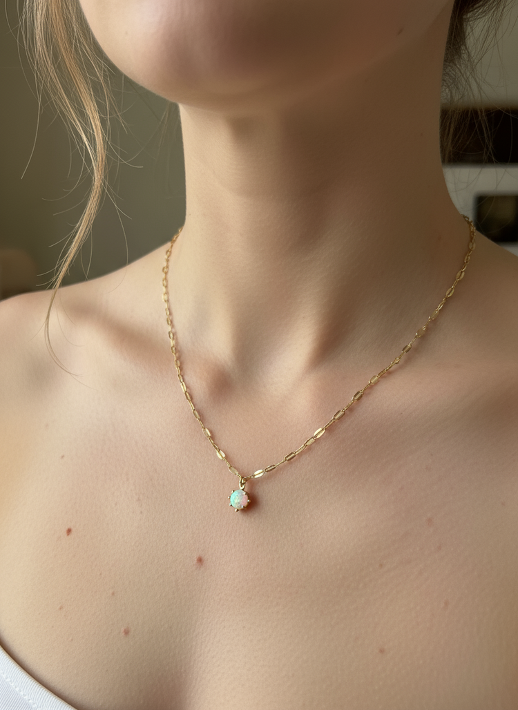 Round Opal Handmade Necklace