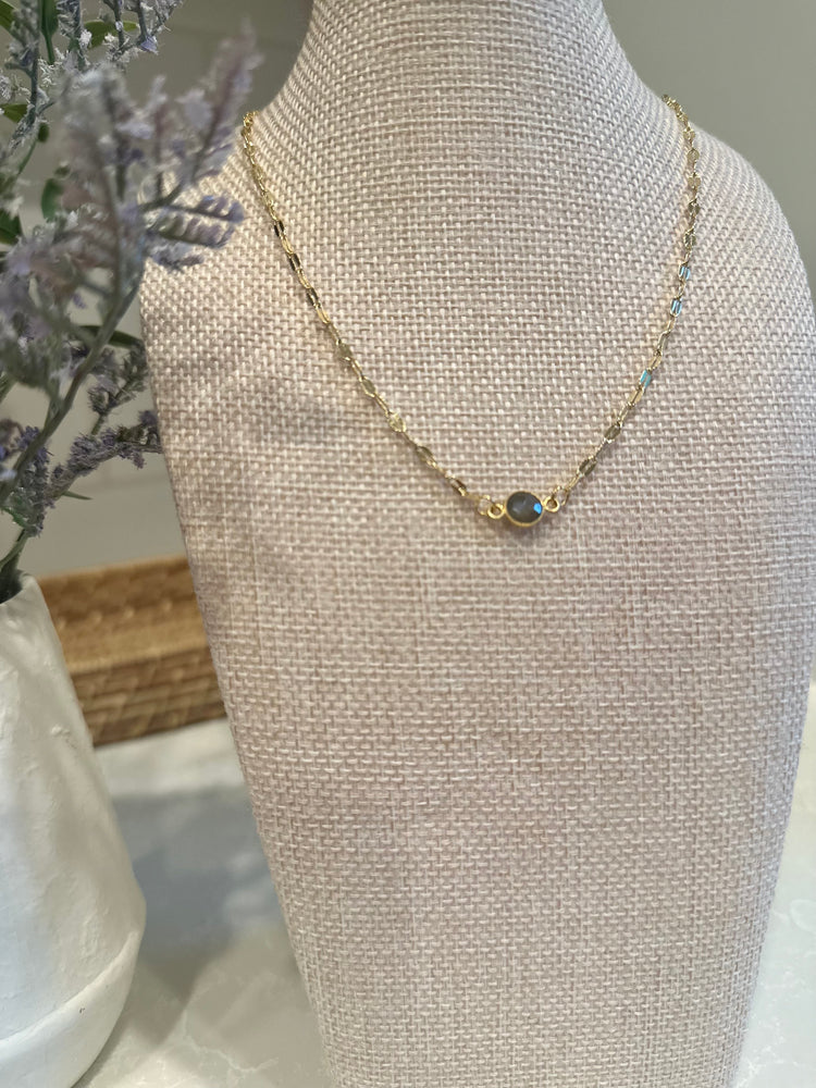Handmade Necklace with Mini Gold Labradorite Gemstone Connector