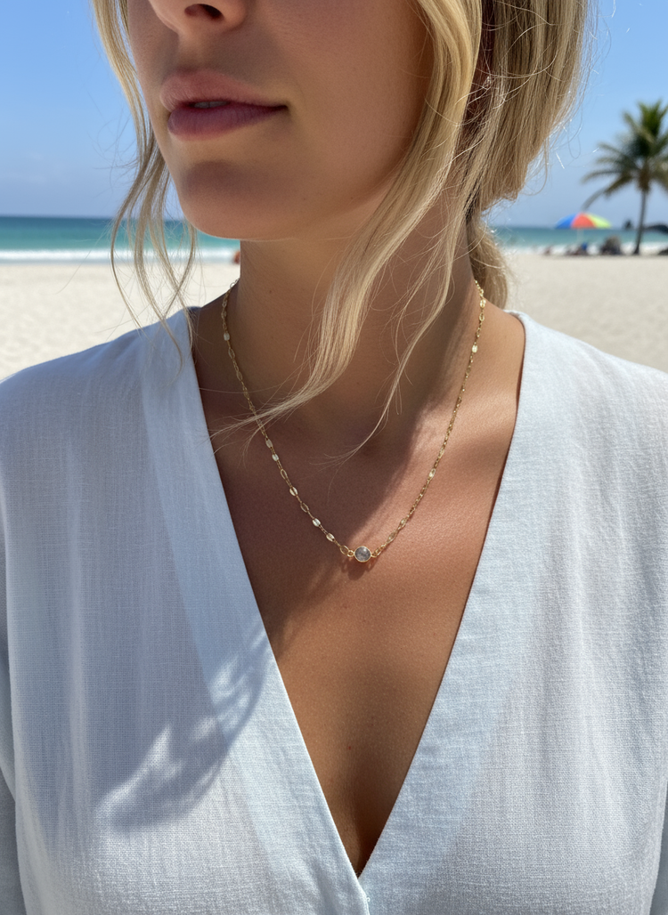 Handmade Necklace with Mini Gold Labradorite Gemstone Connector