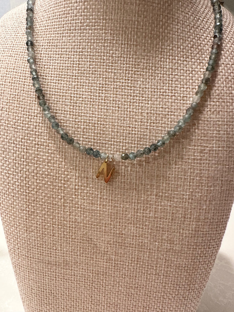 Handmade Labradorite Initial Necklace