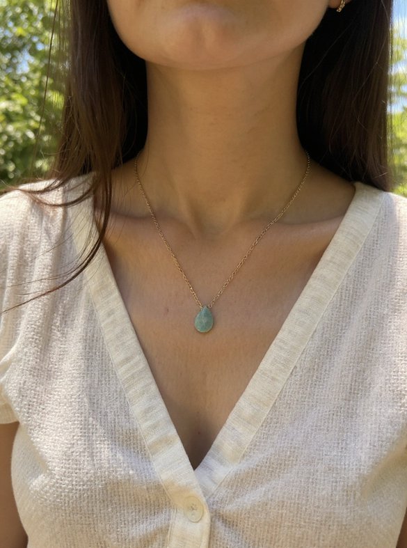 14k Gold Filled Teardrop Amazonite Necklace