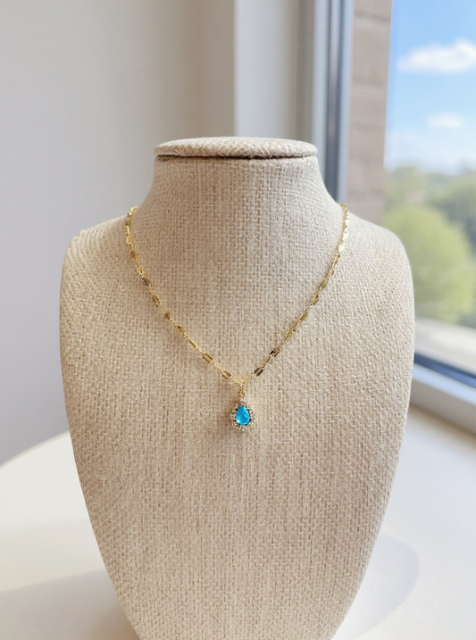 Teardrop Blue Opal Handmade Necklace