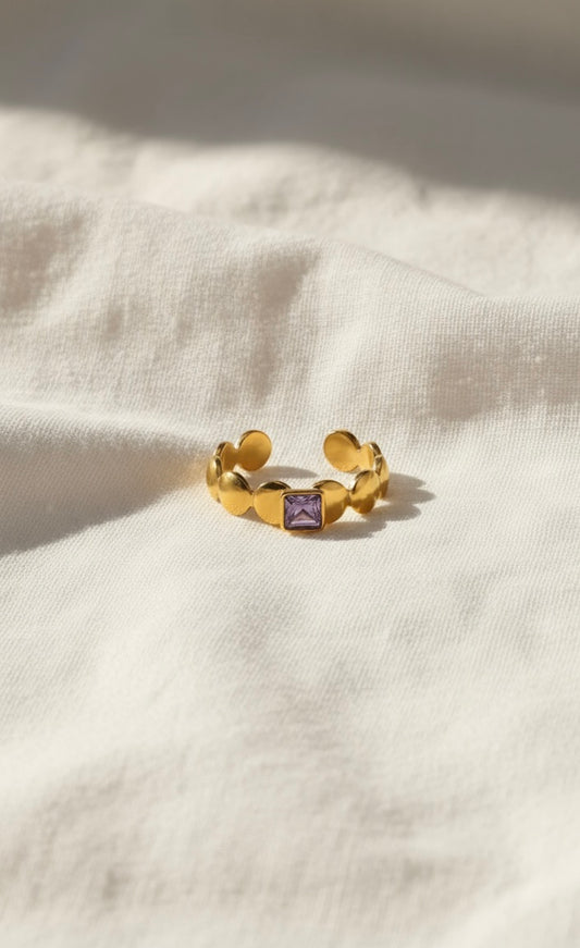 Adjustable Mini Amethyst Stone Ring