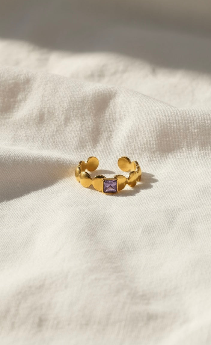 Adjustable Mini Amethyst Stone Ring