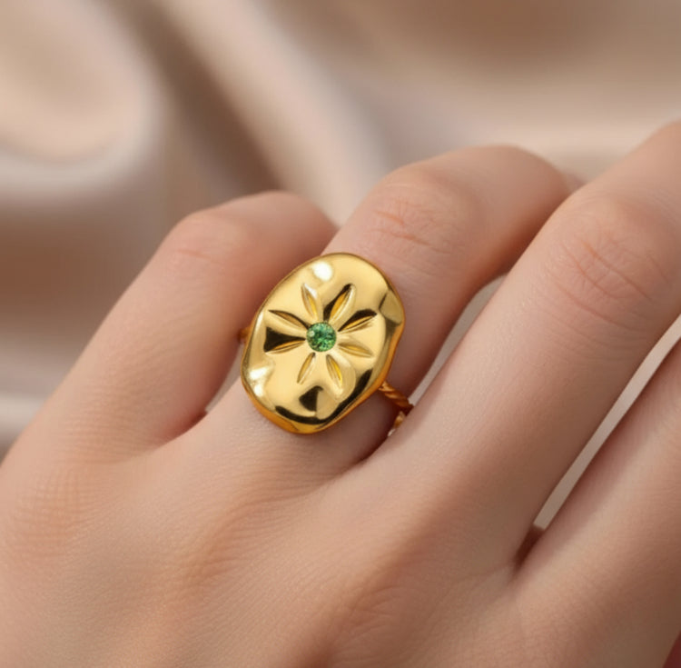 Adjustable Gold Sun Accent Ring