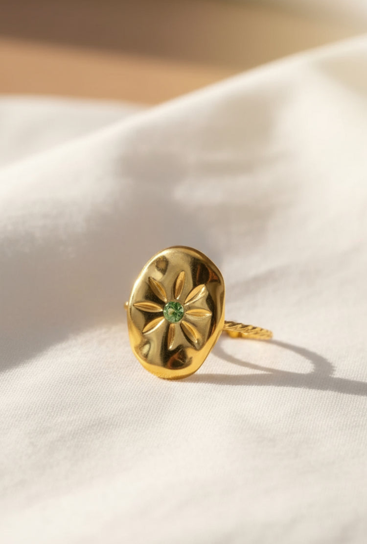 Adjustable Gold Sun Accent Ring