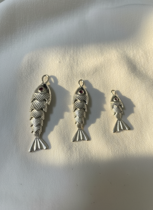 Silver 3D Fish Charm