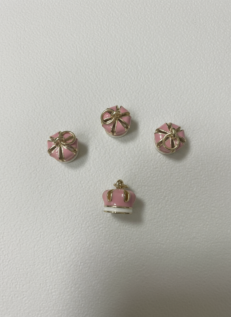 Pink Enamel Crown Charm