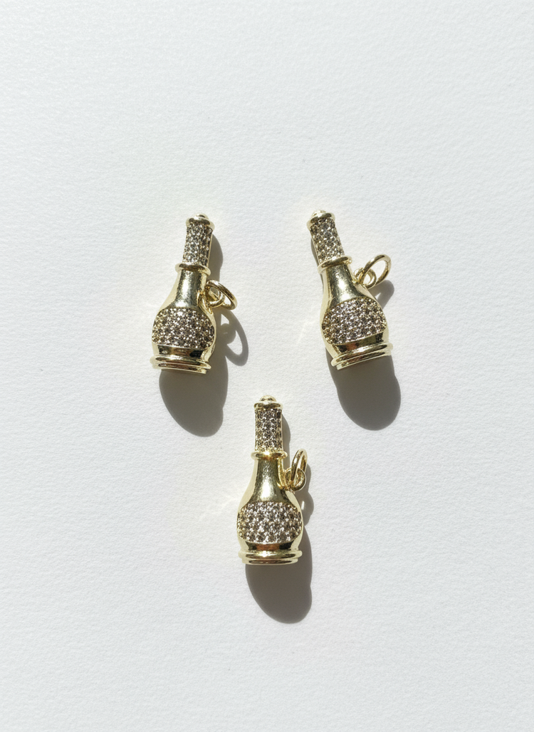 Golden Champagne Bottle Charm