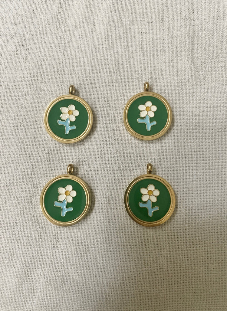 Vintage Green Flower Charm
