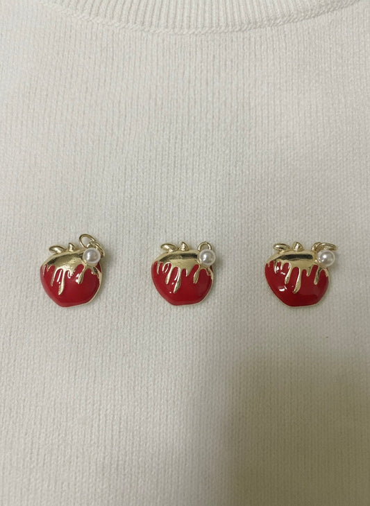 Red Delicious Apple with Pearl Charm