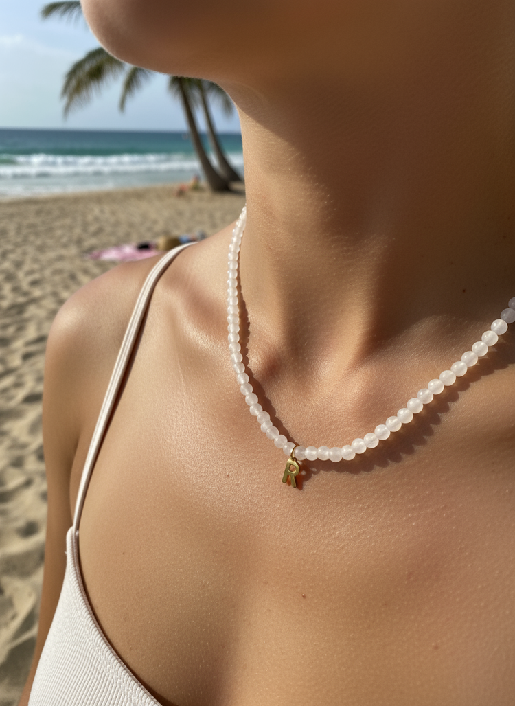 Handmade Moonstone Initial Necklace