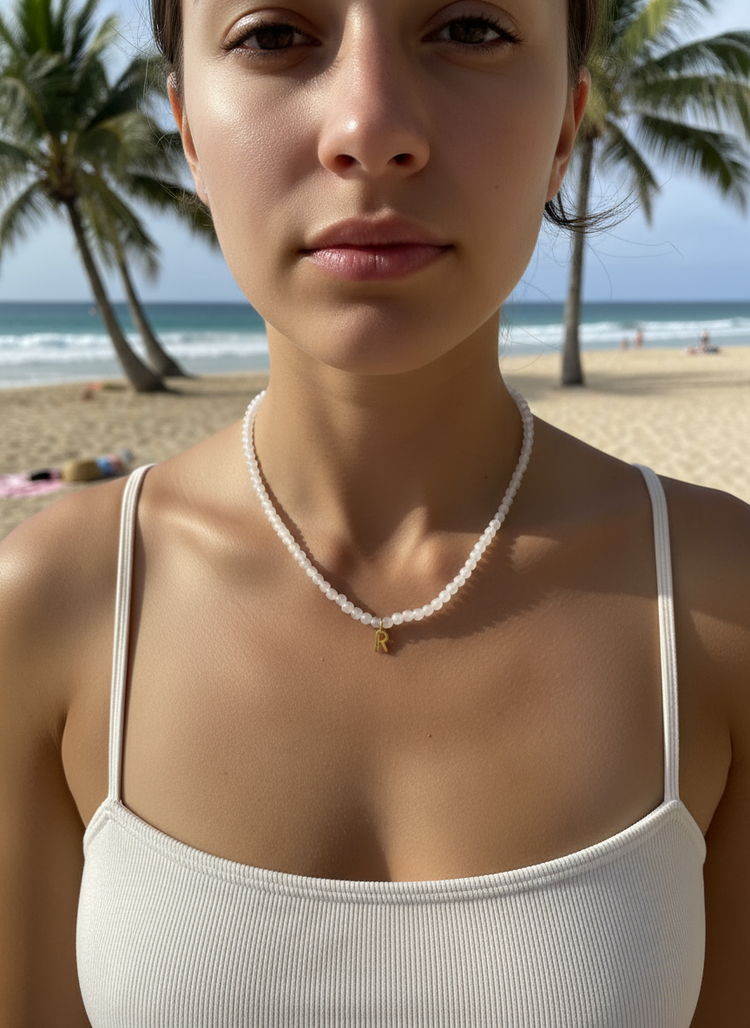 Handmade Moonstone Initial Necklace