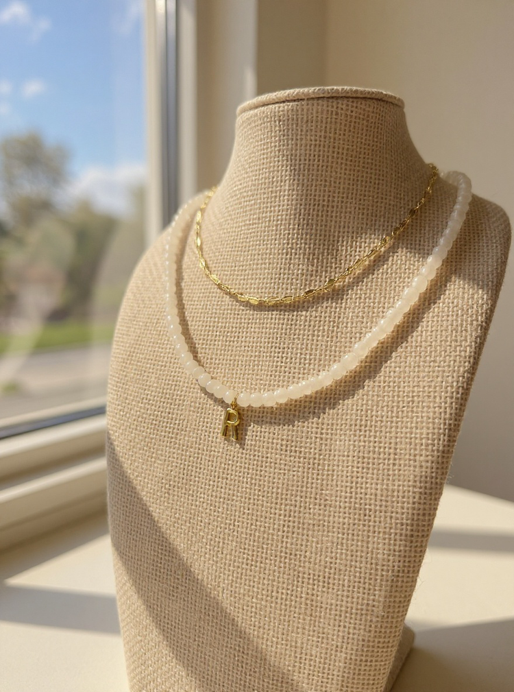 Handmade Moonstone Initial Necklace